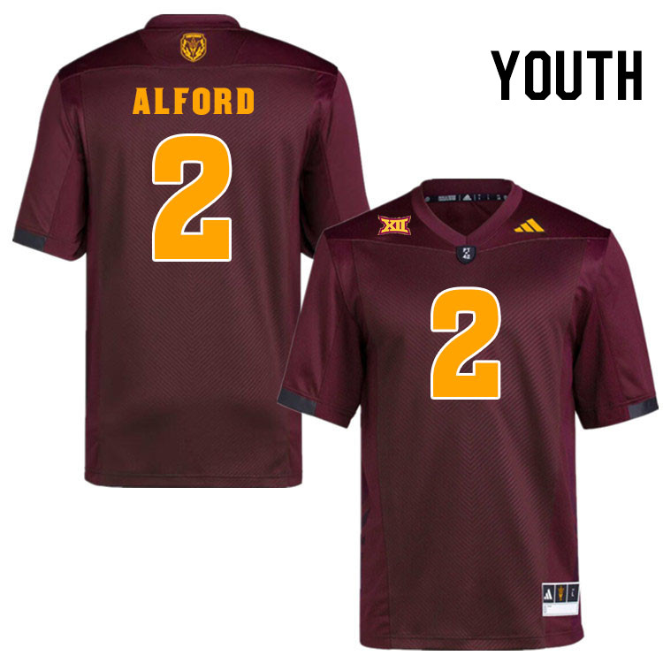 Men #2 Xavion Alford Arizona State Sun Devils College Football Jerseys Stitched-Maroon